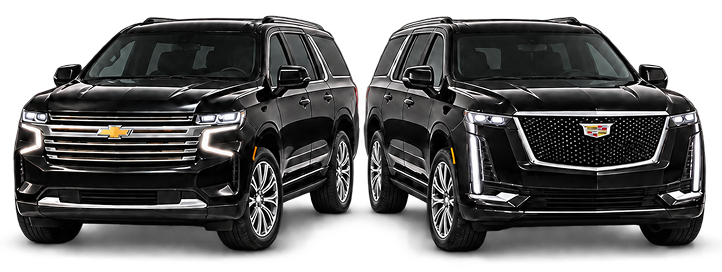 Two black luxury chauffeur SUVs